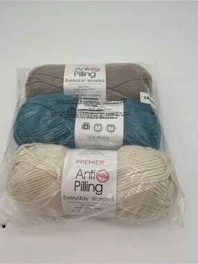 Lot of 3 Skeins Premier Anti Pilling Everyday Worsted Yarn for Annie’s Kit Club